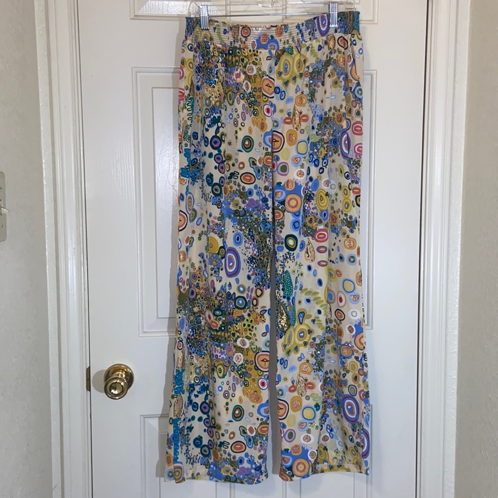 Anthropologie Anthro Diane Piere Kiran Pajama Lounge Colorful Silky PJ Pants